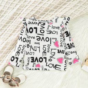 Girls LOVE Top and Heart Graphic Skirt Set