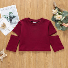 Load image into Gallery viewer, Girls Cutout Sleeve Waffle Knit Top
