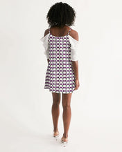 Load image into Gallery viewer, Mysfit Logo Pattern 2 Women&#39;s Open Shoulder A-Line Dress - Mysfit Stitch
