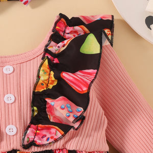 Baby Girl Two-Tone Donut Print Dress