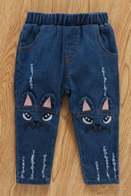 Load image into Gallery viewer, Girls Kitty Face Top and Jeans Set
