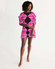 Load image into Gallery viewer, MysfitPinkPrint Women&#39;s Open Shoulder A-Line Dress
