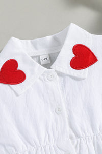 Girls Heart Detail Peplum Shirt and Lace Trim Jeans Set