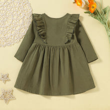 Load image into Gallery viewer, Girls Ruffle Shoulder Button Front Dress
