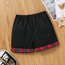 Load image into Gallery viewer, Boys Plaid Spliced Short Sleeve Shirt and Shorts Set
