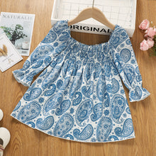 Load image into Gallery viewer, Girls Paisley Flounce Sleeve Smocked Dress
