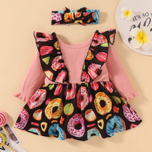 Load image into Gallery viewer, Baby Girl Two-Tone Donut Print Dress
