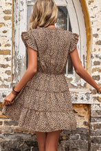 Load image into Gallery viewer, Leopard Print Butterfly Sleeve Tiered Dress
