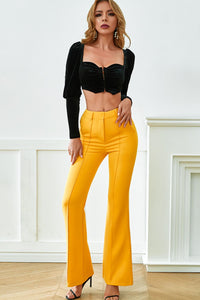 Pleated Flare Pants with Pockets