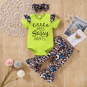 Baby Girl Graphic Bodysuit and Leopard Flared Leg Pants Set