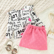 Load image into Gallery viewer, Girls LOVE Top and Heart Graphic Skirt Set
