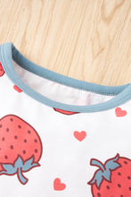 Load image into Gallery viewer, Baby Girl Strawberry Print Tee and Graphic Overalls Set

