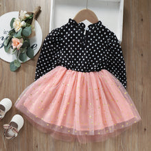 Load image into Gallery viewer, Girls Polka Dot Flounce Sleeve Tulle Dress
