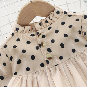 Girls Polka Dot Spliced Tulle Dress