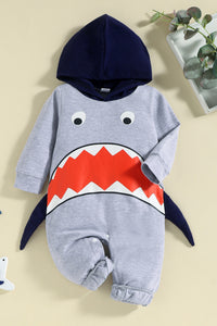Baby Boy Shark Hooded Jumpsuit