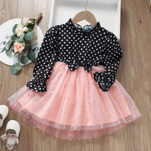 Load image into Gallery viewer, Girls Polka Dot Flounce Sleeve Tulle Dress
