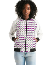 Load image into Gallery viewer, Mysfit Logo Pattern 2 Women&#39;s Bomber Jacket - Mysfit Stitch
