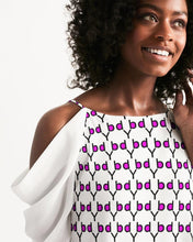 Load image into Gallery viewer, Mysfit Logo Pattern 2 Women&#39;s Open Shoulder A-Line Dress - Mysfit Stitch
