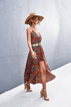 Load image into Gallery viewer, Floral Spaghetti Strap Surplice Romper with Skirt Overlay
