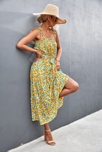 Load image into Gallery viewer, Floral Tie-Shoulder Belted Midi Dress
