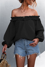Load image into Gallery viewer, Frill Trim Off-Shoulder Balloon Sleeve Top
