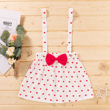 Load image into Gallery viewer, Girls Buttoned Top and Heart Print Pinafore Dress Set
