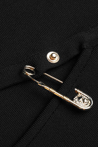 One Sleeve Pin Detail Slit Dress