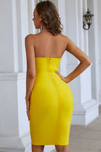 Load image into Gallery viewer, Safety Pin Detail Strapless Bodycon Dress
