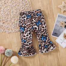 Load image into Gallery viewer, Baby Girl Graphic Bodysuit and Leopard Flared Leg Pants Set
