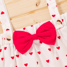 Load image into Gallery viewer, Girls Buttoned Top and Heart Print Pinafore Dress Set
