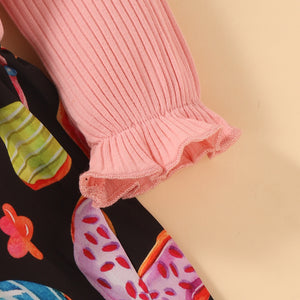Baby Girl Two-Tone Donut Print Dress