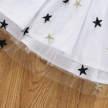 Load image into Gallery viewer, Girls Star Print Two-Tone Bow Detail Dress
