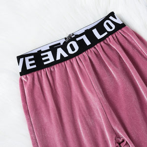 Girls Velvet Hoodie and LOVE Graphic Waistband Pants