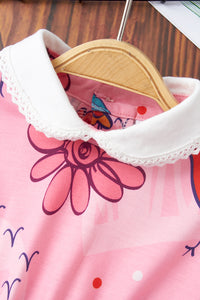 Baby Girl Bird Print Collared Dress