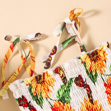 Load image into Gallery viewer, Girls Sunflower Print Tie Shoulder Dress
